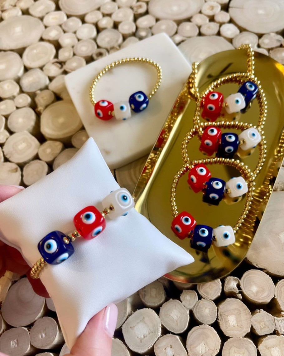 Women Kapel Boutique | Cube Eye Bracelet Red/White/Blue