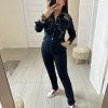 Women Kapel Boutique Jeans | Lucrecia Jean Jumpsuit Dark Jean